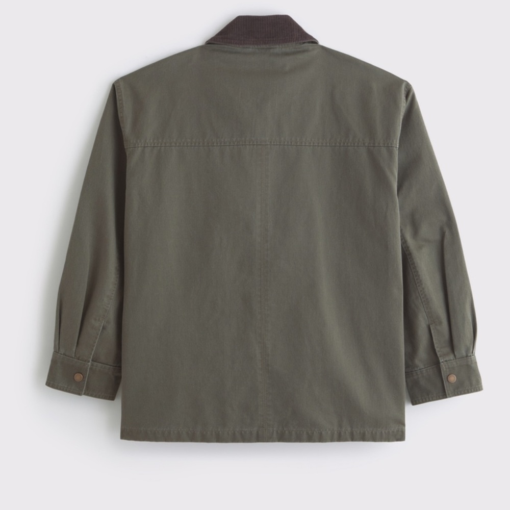 Abercrombie & Fitch Mid-Length Waxed Barn Jacket | Olive | Small - Picture 2 of 6